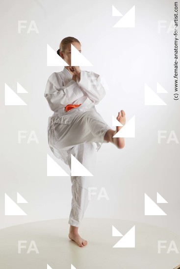 Sportswear Martial art Woman White Standing poses - ALL Slim long brown Standing poses - simple Standard Photoshoot  Academic