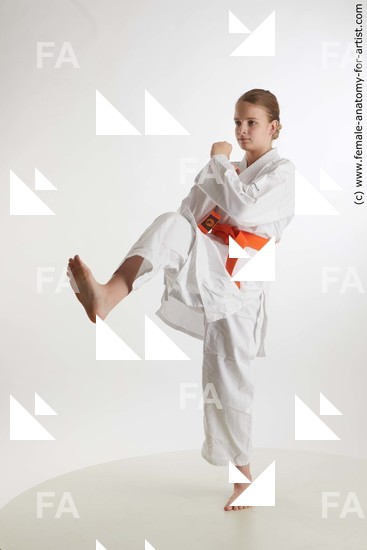 Sportswear Martial art Woman White Standing poses - ALL Slim long brown Standing poses - simple Standard Photoshoot  Academic