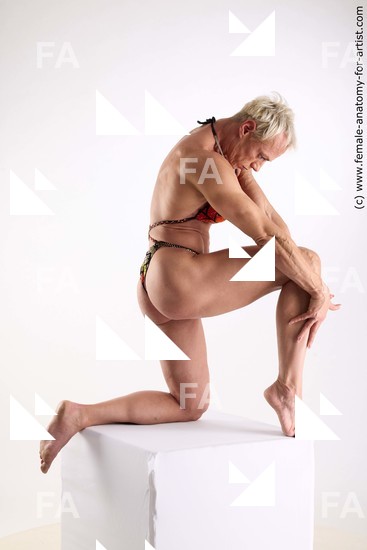 Nude Woman White Kneeling poses - ALL Muscular Kneeling poses - on one knee short grey Standard Photoshoot Academic