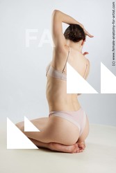 Underwear Woman White Kneeling poses - ALL Slim Kneeling poses - on both knees long brown Standard Photoshoot Academic