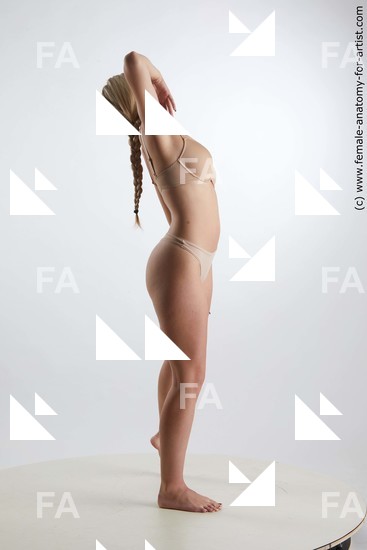 Underwear Woman White Standing poses - ALL Slim long brown Standing poses - simple Standard Photoshoot Academic