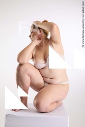 Underwear Woman White Kneeling poses - ALL Kneeling poses - on one knee long brown Standard Photoshoot Chubby Academic