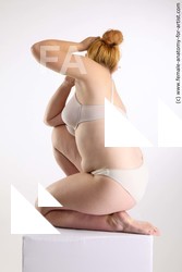 Underwear Woman White Kneeling poses - ALL Kneeling poses - on one knee long brown Standard Photoshoot Chubby Academic