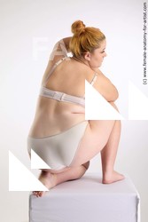 Underwear Woman White Kneeling poses - ALL Kneeling poses - on one knee long brown Standard Photoshoot Chubby Academic