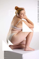 Underwear Woman White Kneeling poses - ALL Kneeling poses - on one knee long brown Standard Photoshoot Chubby Academic