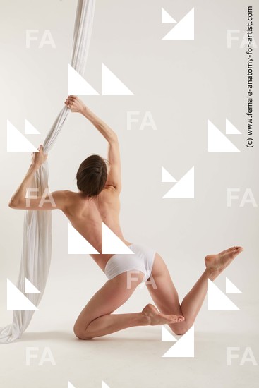 Nude Woman White Kneeling poses - ALL Slim Kneeling poses - on both knees medium brown Standard Photoshoot Pinup