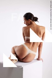 Underwear Woman White Sitting poses - ALL Slim long brown Sitting poses - simple Standard Photoshoot Academic