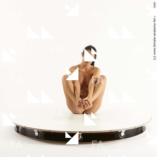 Nude Woman White Sitting poses - ALL Slim long brown Sitting poses - simple Standard Photoshoot Pinup