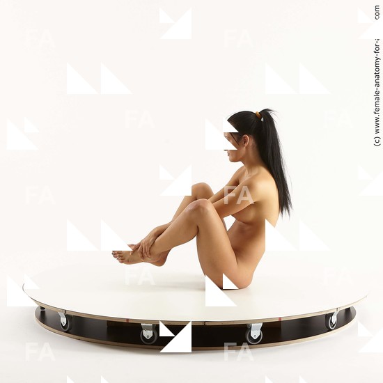 Nude Woman White Sitting poses - ALL Slim long brown Sitting poses - simple Standard Photoshoot Pinup