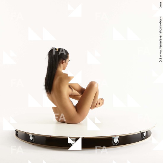 Nude Woman White Sitting poses - ALL Slim long brown Sitting poses - simple Standard Photoshoot Pinup