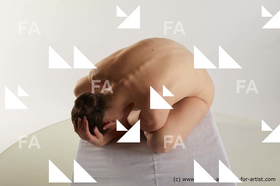 Nude Woman White Kneeling poses - ALL Slim Kneeling poses - on both knees medium brown Standard Photoshoot Pinup