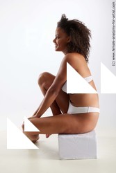 Underwear Woman Black Sitting poses - ALL Average long black Sitting poses - simple Standard Photoshoot Academic