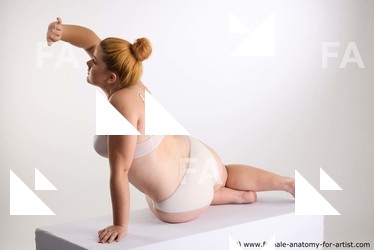 Underwear Woman White Sitting poses - ALL long brown Sitting poses - simple Standard Photoshoot Chubby Academic