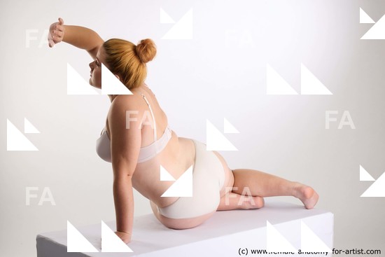 Underwear Woman White Sitting poses - ALL long brown Sitting poses - simple Standard Photoshoot Chubby Academic