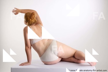 Underwear Woman White Sitting poses - ALL long brown Sitting poses - simple Standard Photoshoot Chubby Academic