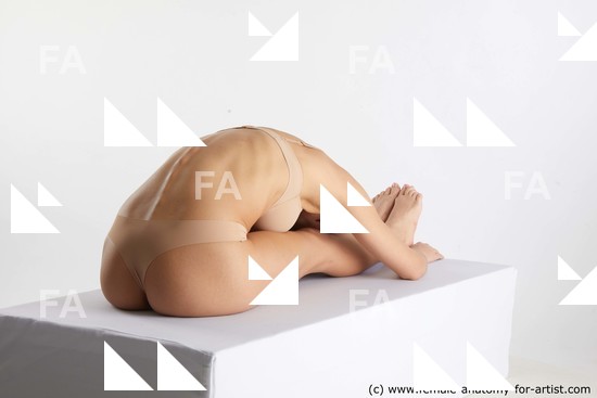 Underwear Woman White Sitting poses - ALL Slim long colored Sitting poses - simple Standard Photoshoot Academic