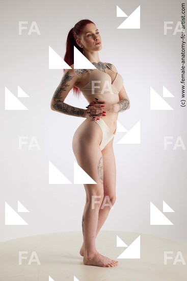 Underwear Woman White Standing poses - ALL Slim long red Standing poses - simple Standard Photoshoot Academic