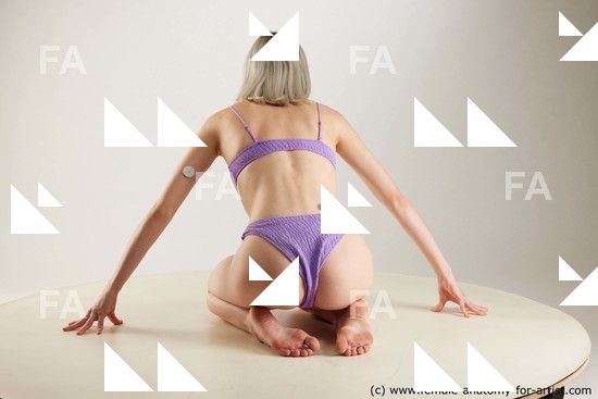 Swimsuit Woman White Kneeling poses - ALL Slim Kneeling poses - on both knees medium blond Standard Photoshoot Academic