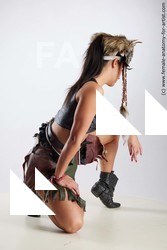 Casual Woman White Kneeling poses - ALL Slim Kneeling poses - on one knee long brown Standard Photoshoot Academic