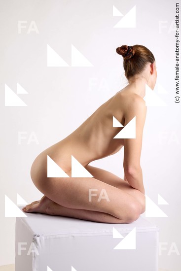 Nude Woman White Kneeling poses - ALL Slim Kneeling poses - on both knees long brown Standard Photoshoot Pinup