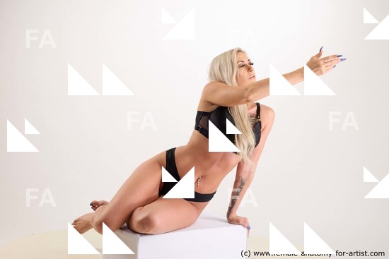 Underwear Woman White Sitting poses - ALL Slim long blond Sitting poses - simple Standard Photoshoot Academic