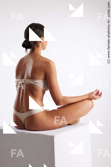Underwear Woman White Sitting poses - ALL Slim long brown Sitting poses - simple Standard Photoshoot Academic