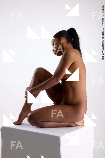 Nude Woman Black Kneeling poses - ALL Slim Kneeling poses - on one knee long black Standard Photoshoot Pinup