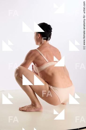 Underwear Woman White Sitting poses - ALL Athletic long brown Sitting poses - on knees Standard Photoshoot Academic