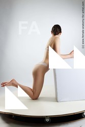 Underwear Woman White Kneeling poses - ALL Slim Kneeling poses - on both knees long brown Standard Photoshoot Academic