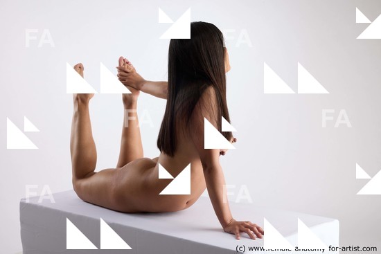 Nude Woman Multiracial Laying poses - ALL Slim Laying poses - on stomach long black Standard Photoshoot Pinup