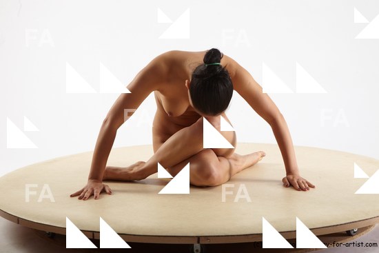 Nude Woman White Sitting poses - ALL Slim long brown Sitting poses - simple Standard Photoshoot Pinup