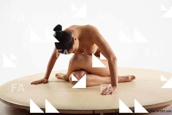 Nude Woman White Sitting poses - ALL Slim long brown Sitting poses - simple Standard Photoshoot Pinup