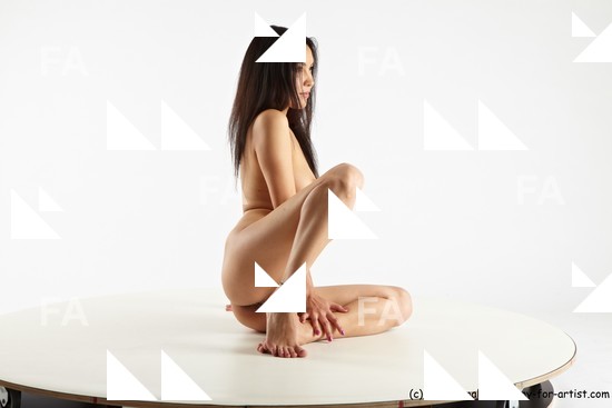 Nude Woman Asian Sitting poses - ALL Slim long black Sitting poses - simple Standard Photoshoot Pinup