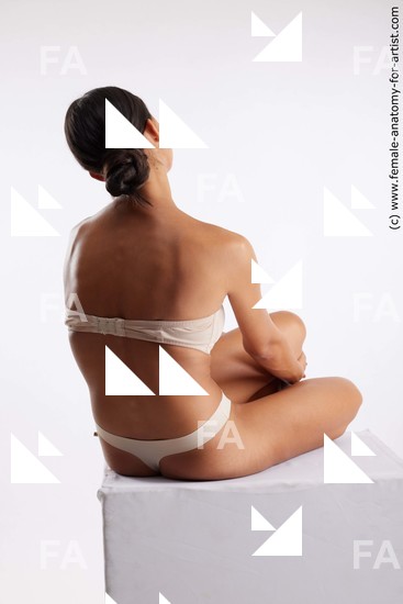Underwear Woman White Sitting poses - ALL Slim long brown Sitting poses - simple Standard Photoshoot Academic