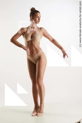 Underwear Woman White Standing poses - ALL Athletic long brown Standing poses - simple Standard Photoshoot Academic