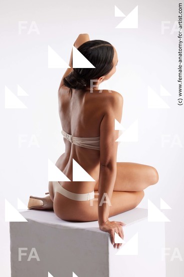 Underwear Woman White Sitting poses - ALL Slim long brown Sitting poses - simple Standard Photoshoot Academic