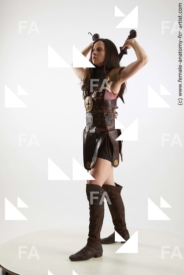 Casual Fighting with sword Woman White Standing poses - ALL Slim long brown Standing poses - simple Standard Photoshoot Academic