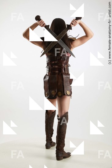 Casual Fighting with sword Woman White Standing poses - ALL Slim long brown Standing poses - simple Standard Photoshoot Academic