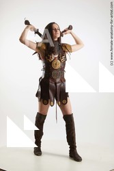 Casual Fighting with sword Woman White Standing poses - ALL Slim long brown Standing poses - simple Standard Photoshoot Academic