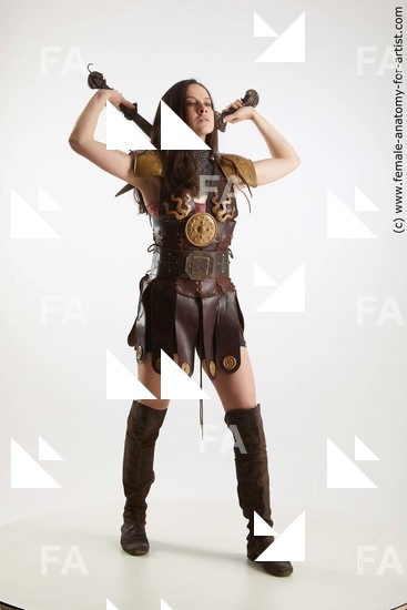 Casual Fighting with sword Woman White Standing poses - ALL Slim long brown Standing poses - simple Standard Photoshoot Academic