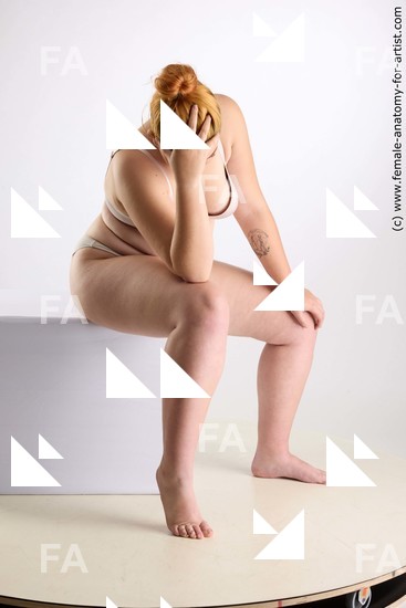 Underwear Woman White Sitting poses - ALL medium blond Sitting poses - simple Standard Photoshoot Chubby Academic