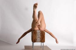 Nude Woman White Kneeling poses - ALL Slim Kneeling poses - on both knees medium colored Pinup