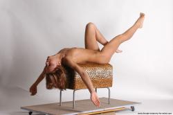 Nude Woman White Kneeling poses - ALL Slim Kneeling poses - on both knees medium colored Pinup