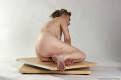 and more Nude Woman White Laying poses - ALL Slim Laying poses - on side long grey Pinup