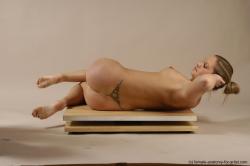 Nude Woman White Laying poses - ALL Slim long brown Pinup