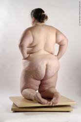 Nude Woman White Kneeling poses - ALL Overweight Kneeling poses - on both knees medium brown Pinup