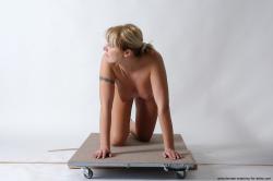 Nude Woman White Kneeling poses - ALL Slim Kneeling poses - on both knees medium blond Pinup