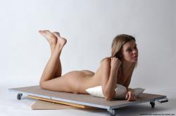 Nude Woman White Laying poses - ALL Slim Laying poses - on side long colored Pinup