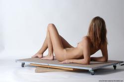 Nude Woman White Laying poses - ALL Slim Laying poses - on back long colored Pinup