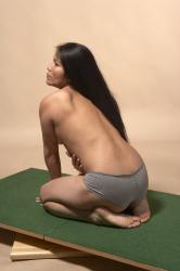 Nude Woman Multiracial Sitting poses - ALL Slim long black Sitting poses - on knees Pinup